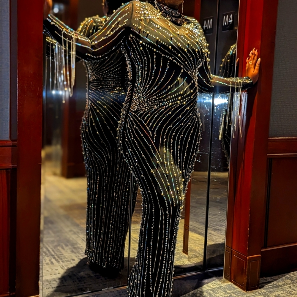 Award Winning Pearl Mesh Gown